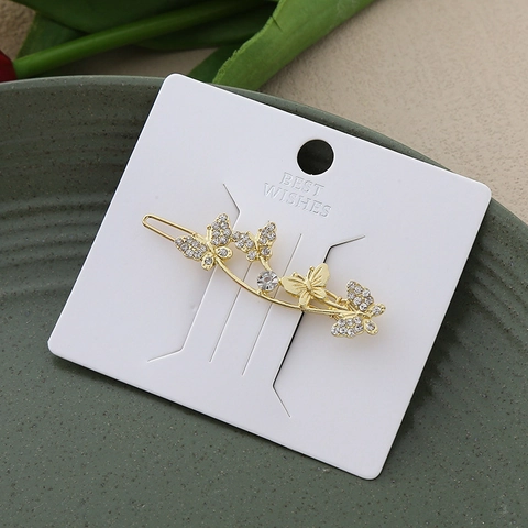 Élégant Ensemble de Pinces à Cheveux en Alliage Doré Papillon Fleur Queue de Poisson Strass Accessoires Cheveux pour Femmes