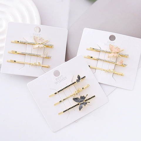 Vintage Vlinder Roos Haarclips Strass Legering Verguld Mode Haaraccessoires Voor Vrouwen Meisjes Decoratieve Elegante Hoofddeksels