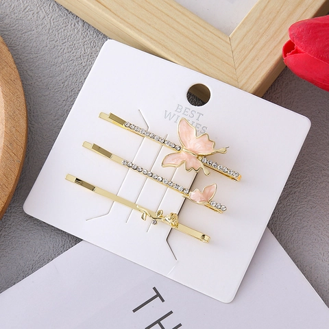 Vintage Vlinder Roos Haarclips Strass Legering Verguld Mode Haaraccessoires Voor Vrouwen Meisjes Decoratieve Elegante Hoofddeksels