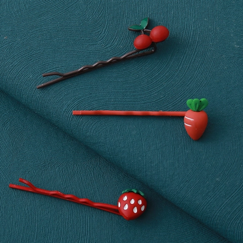 Lot de Barrettes à Cheveux Cartoon Fruits Animaux pour Femmes Filles Alliage Résine Fraise Lapin Ours Accessoires Cheveux