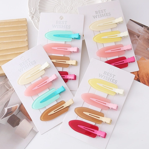 4 Stuks Gematteerde Macaron Kleur Eendenbek Haarclips Voor Vrouwen Antislip Naadloze Matte Acryl Hars Haarspelden Zoete Dagelijkse Make-up Haaraccessoires