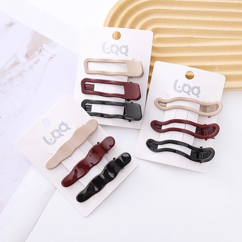 Pinzas para el Cabello Geométricas Onduladas Color Morandi Aleación de Zinc Lacado Clips de Pico de Pato Accesorios para el Cabello de Moda Minimalista para Mujer
