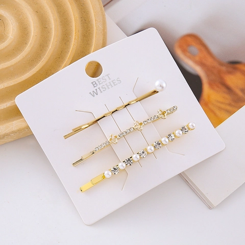 French Elegant Gold Alloy Hair Clips Set With Artificial Pearl And Rhinestone Flower Butterfly Bobby Pins For Women Girls