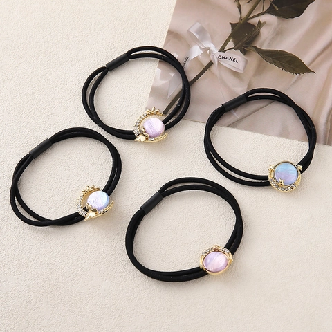Französischer Luxus Planet Strass Haargummi Eleganter Zinklegierung Elastischer Haarreifen Stern Mond Schmetterling Blumen Kopfschmuck Damen