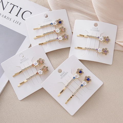 Korean Style Alloy Rhinestone Butterfly Bow Flower Hair Clip Elegant Colorful Crystal Bobby Pin For Women Hair Accessory