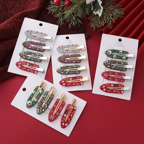 Weihnachten Haarklammern Weihnachtsmann Elch Schneeflocke Muster Glitzer Acetat Entenschnabel Clips Damen Haarschmuck