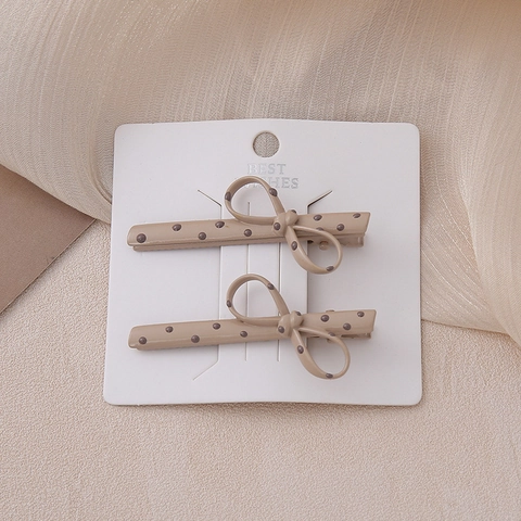 Élégant Ensemble de Pinces à Cheveux à Nœud Papillon à Pois pour Femmes Tissu Alliage Clip Latéral Mode Décoratif