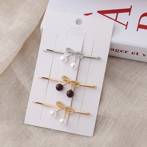 Molletta Per Capelli In Lega Vintage Con Fiocco Ciliegia E Künstliche Perle Per Donna Elegante Forcina In Metallo Oro Argento Accessori