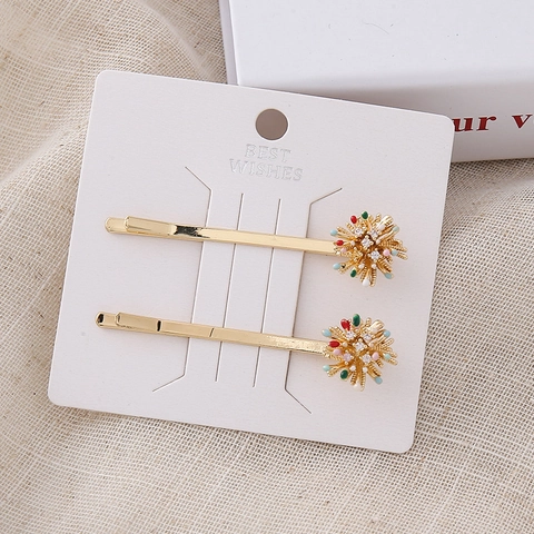Juego de Pinzas para el Cabello Vintage de Cobre Fuegos Artificiales Estrella Luna Para Mujer Estrás Multicolor Esmalte