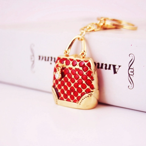 Creative Mini Handbag Keychain Zinc Alloy Rhinestone Enamel Bag Pendant Luxury Keyring For Women Girls Gift Accessories