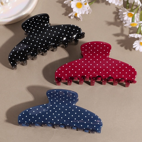 Französische Vintage Punkte Haarklammer Für Damen Große Acetat Haarklammer Süßes Punktemuster Haarschmuck Accessoire