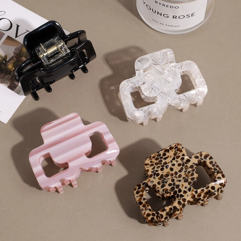 Molla per Capelli Quadrata in Acetato Minimalista Clip a Squalo Geometrica Cava Forcina Piccola per Donna Accessori per Capelli Moda