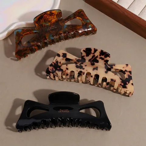 Pinza de Pelo Mariposa con Estampado de Leopardo Estilo Coreano Grande Aspecto Acetato PVC Vintage Francés Pinza para el Cabello para Mujer Elegante