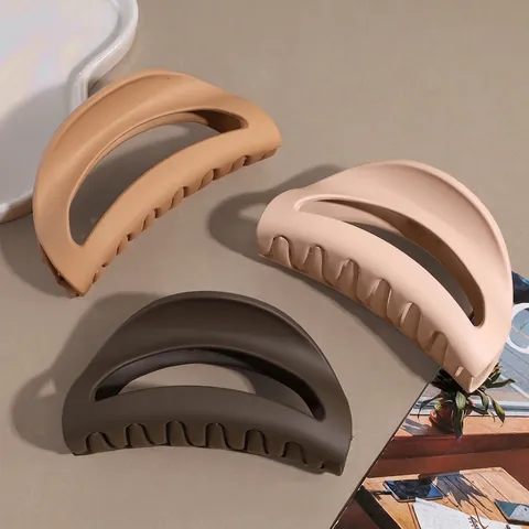 Matte Large Hair Claw Clips For Women Strong Hold Hollow Shark Clips Frosted Solid Color Hair Accessories For Thick Hair
