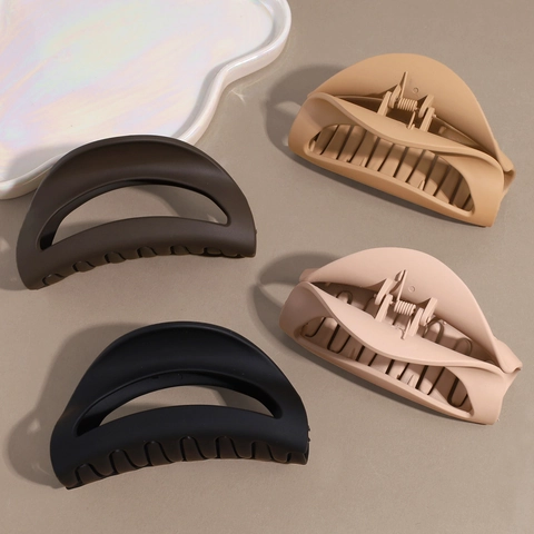 Matte Large Hair Claw Clips For Women Strong Hold Hollow Shark Clips Frosted Solid Color Hair Accessories For Thick Hair