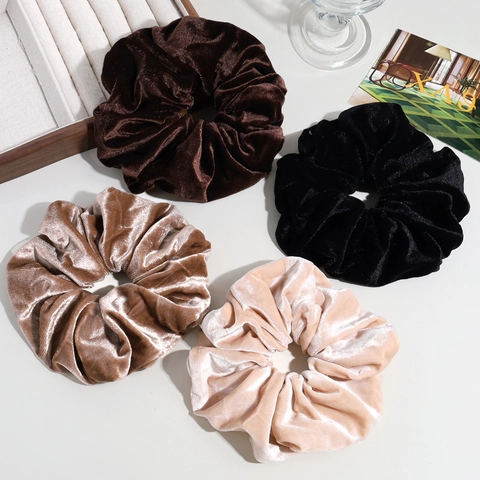 Large Velvet Scrunchies For Women Solid Color Elastic Hair Ties Vintage Soft Oversized Hair Bands Fashion Hair Accessories