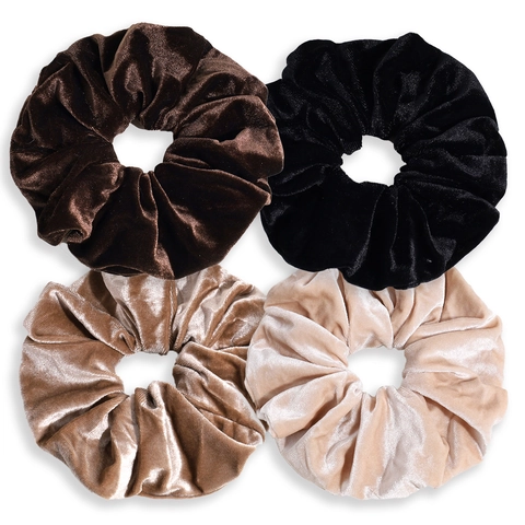 Large Velvet Scrunchies For Women Solid Color Elastic Hair Ties Vintage Soft Oversized Hair Bands Fashion Hair Accessories