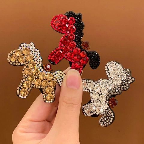 Pince à Cheveux Forme de Cheval en Strass Vintage Luxe Alliage Barrette Latérale Accessoires Cheveux pour Femmes Fête