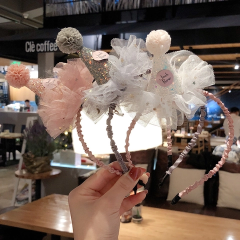Cerchietto per Capelli per Bambini con Cappellino da Festa in Paillettes Corona da Principessa per Festa di Compleanno