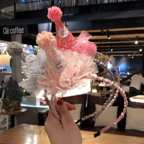 Cerchietto per Capelli per Bambini con Cappellino da Festa in Paillettes Corona da Principessa per Festa di Compleanno