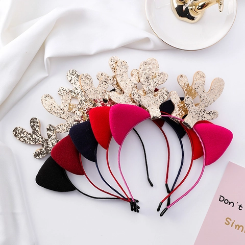 Weihnachten Rentiergeweih Haarreif Glitzer Rentier Ohren Haarband Für Damen Mädchen Weihnachtsfeier Festliche Kostüm Dekoration