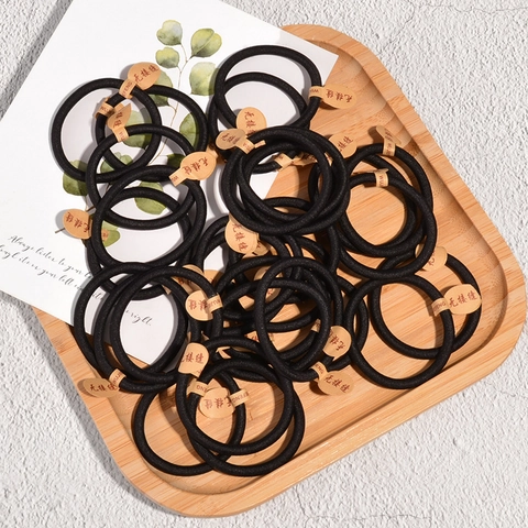 Seamless Black Hair Ties High Elasticity Nylon Hair Bands For Women Girls Daily Hair Styling Minimalist Solid Color Hair Accessories