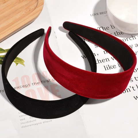 Retro Velvet Wide Headband Solid Color Thickened Hair Hoop Vintage Hair Accessories For Women Daily Party Celebration