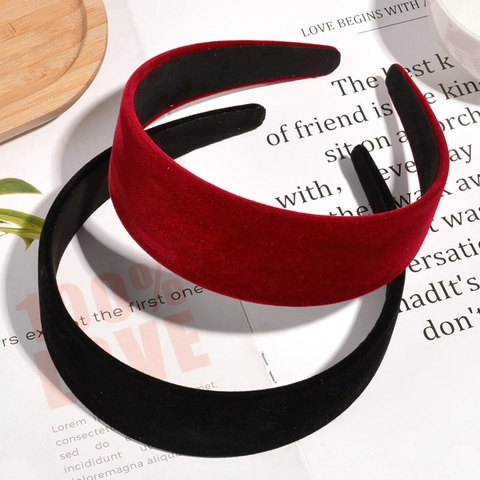 Retro Velvet Wide Headband Solid Color Thickened Hair Hoop Vintage Hair Accessories For Women Daily Party Celebration