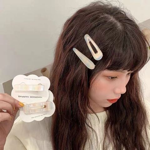Pinzas Para El Cabello De Concha Perlada De Sirena De Ensueño Para Mujer Clips Laterales De Aleación Geométrica De Acetato Dulce