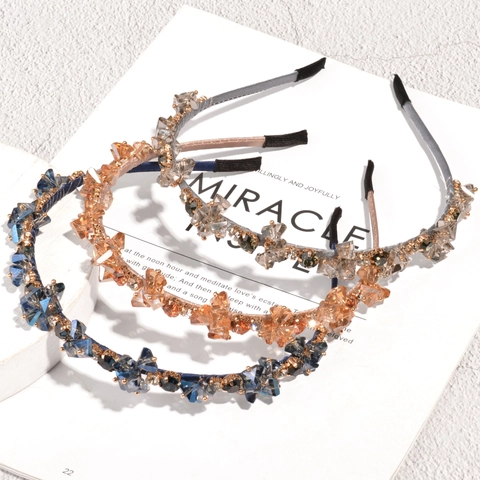 Baroque Rhinestone Headband For Women Elegant Artificial Crystal Handmade Hair Hoop Luxury Vintage Party Hair Accessories
