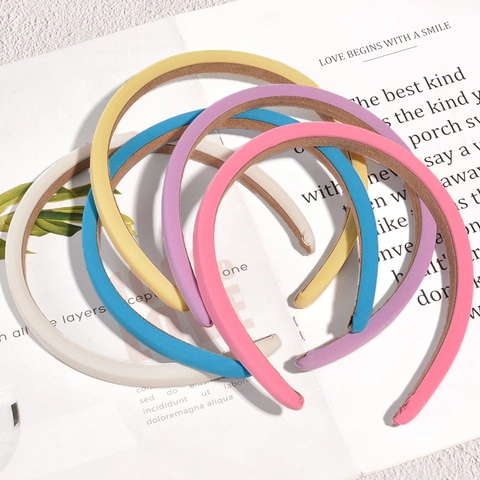 Diadema Acolchada de Esponja Color Caramelo para Mujer Minimalista Color Sólido Tela Envuelto Aro de Pelo Accesorios