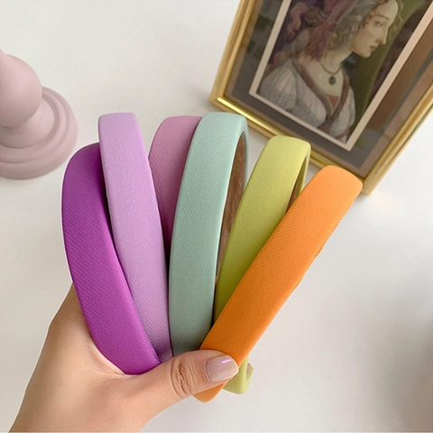 Cerchietto Imbottito in Spugna di Tessuto per Donna Tinta Unita Color Caramella Fascia per Capelli Stile Coreano Dolce Accessorio per Capelli per Lavaggio Viso