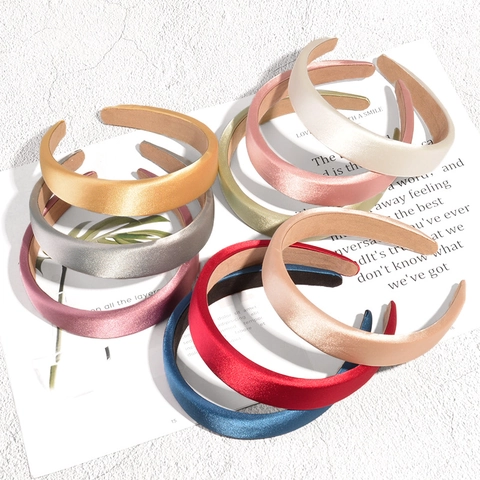 Cerchietto Imbottito in Raso Stile Coreano per Donna Fascia per Capelli in Tessuto Tinta Unita Minimalista Accessori per Capelli Sposa Retrò