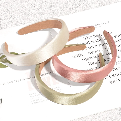 Cerchietto Imbottito in Raso Stile Coreano per Donna Fascia per Capelli in Tessuto Tinta Unita Minimalista Accessori per Capelli Sposa Retrò