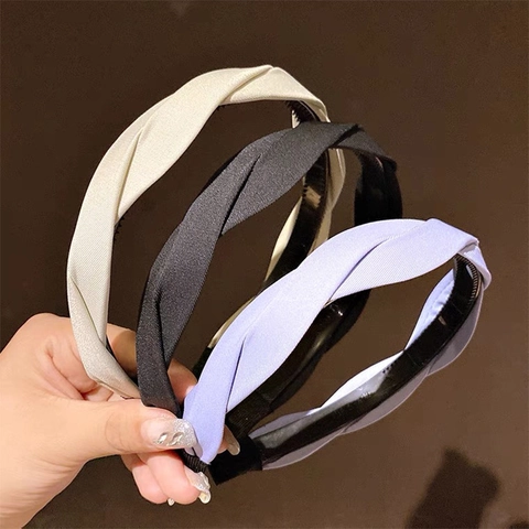 Vintage Verdrehter Stoff Haarreif Für Damen Rutschfester Stoff Haarreif Elegant Einfarbig Punktmuster Haarband Mode Kopfschmuck