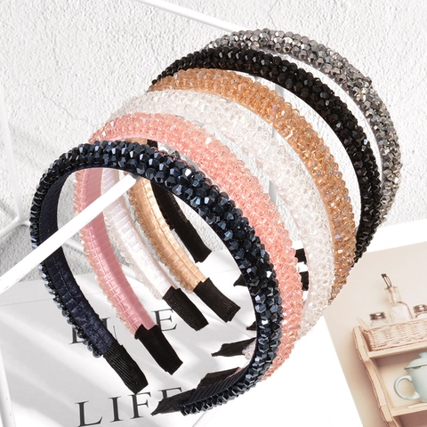 Fascia per Capelli con Strass Vintage per Donna Ragazza Fascia Antiscivolo Moda Copricapo con Perline per Lavaggio Viso Festa Accessori
