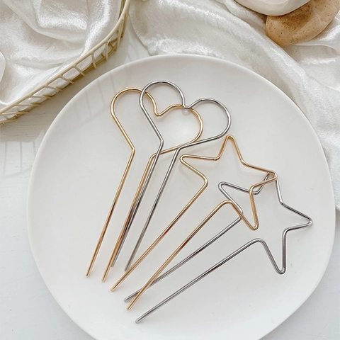 Minimalistische Legering Geometrisch Hart Ster Haarstokje Voor Dames Elegante Metalen Haarpeld Hoofdtooi Haarstyling Tool