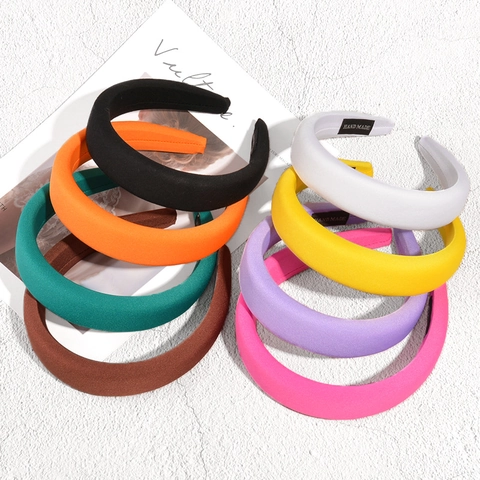 Damen Vintage Gepolstert Schwamm Haarreif Einfarbig Breit Stoff Umwickelt Dick Haarband Täglich Mode Kopfschmuck Accessoire