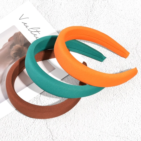 Damen Vintage Gepolstert Schwamm Haarreif Einfarbig Breit Stoff Umwickelt Dick Haarband Täglich Mode Kopfschmuck Accessoire