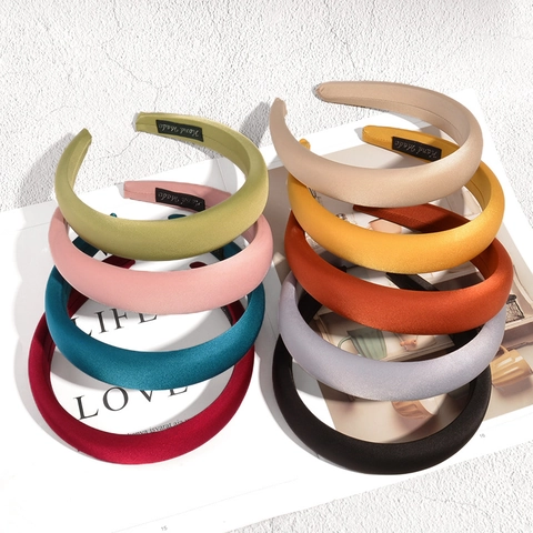 Cerchietto Minimalista Imbottito in Spugna di Raso per Donna Tinta Unita Cerchietto Spesso Accessori per Capelli alla Moda per Lavaggio Quotidiano del Viso