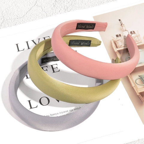 Cerchietto Minimalista Imbottito in Spugna di Raso per Donna Tinta Unita Cerchietto Spesso Accessori per Capelli alla Moda per Lavaggio Quotidiano del Viso