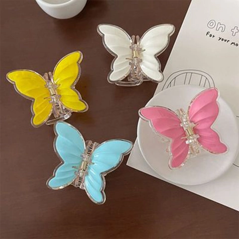 Eleganter Acryl Schmetterling Haarklammer Für Damen Süße 3D Schmetterling Haarnadel Bonbonfarben Sommer Haarschmuck Kopfschmuck