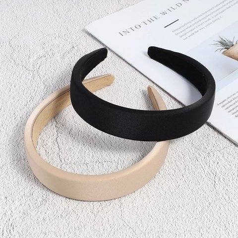 Cerchietto Imbottito in Satin per Donna Fascia per Capelli in Spugna Larga Elegante Tinta Unita Accessori Moda per Capelli