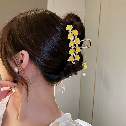 Molletta per Capelli Vintage in Lega con Mughetto Perla Artificial Foglia di Ginkgo Elegante Fiore Nappa Farfalla Strass Metallo Clip per Capelli Donna Accessorio