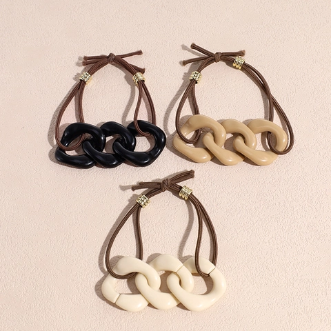 Elegante Milchkaffee-Serie Schleife Kette Haargummis Hochfester Harz Legierung Pferdeschwanz Halter Mode Einfacher Kopfschmuck Damen