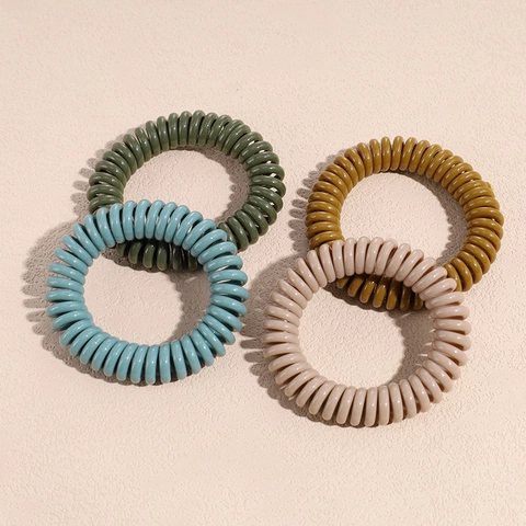 Koreanischer Stil Mehrfarbige Spiralhaargummis Für Damen Spurlos Hohe Elastizität Kunststoff Harz Telefonkabel Haarreifen Mode Haarschmuck