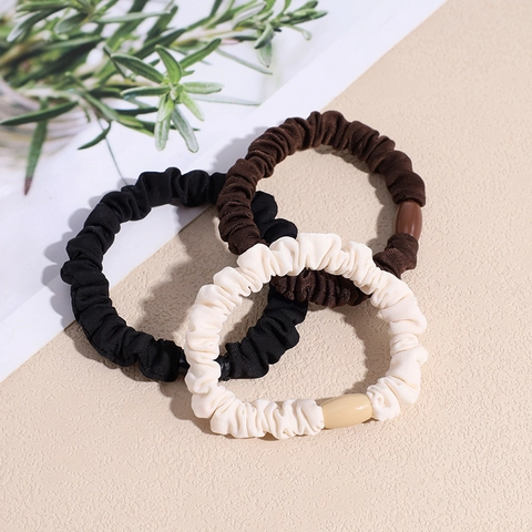 Απλά Ελαστικά Πλισέ Υφασμάτινα Scrunchies Λάστιχα Μαλλιών Με Ρητινένια Πόρπη Μονόχρωμα Ponytail Holders Αξεσουάρ Μαλλιών Για Γυναίκες