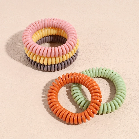 Koreanischer Stil Mehrfarbige Spiralhaargummis Für Damen Spurlos Hohe Elastizität Kunststoff Harz Telefonkabel Haarreifen Mode Haarschmuck