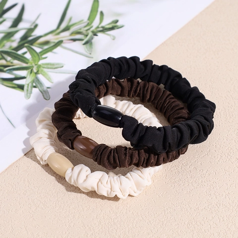Απλά Ελαστικά Πλισέ Υφασμάτινα Scrunchies Λάστιχα Μαλλιών Με Ρητινένια Πόρπη Μονόχρωμα Ponytail Holders Αξεσουάρ Μαλλιών Για Γυναίκες