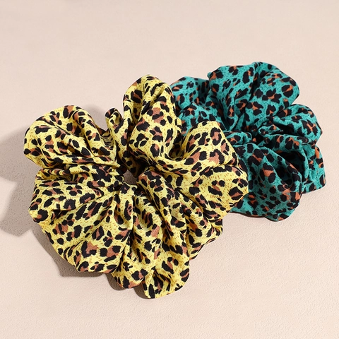Λεοπάρ Σιφόν Scrunchies Μεγάλα Υπερμεγέθη Λαστιχάκια Μαλλιών Vintage Ζωικό Μοτίβο Ελαστικές Κορδέλες Μαλλιών Αξεσουάρ για Γυναίκες